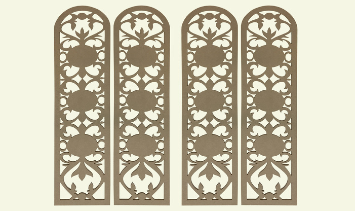 Комплект декоративных решеток для вставки в арочный проём, фрезеровка МДФ на ЧПУ